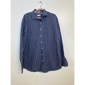 Peter Millar Plaid Button Down Shirt XL Blue Purple Green Mens Long Sleeve